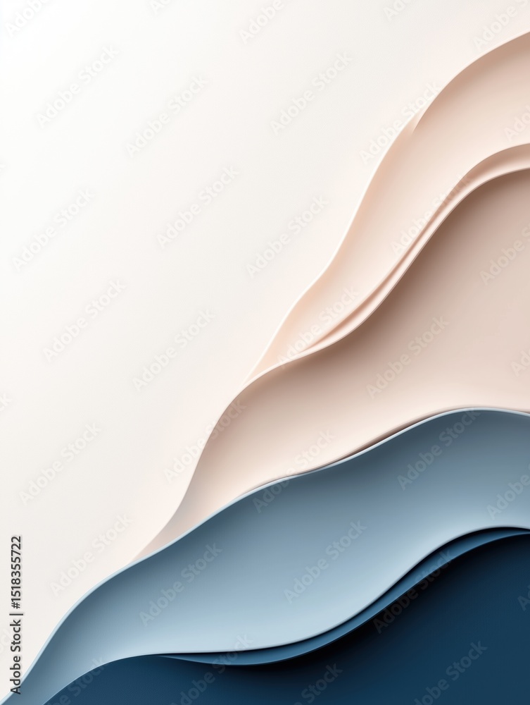 Naklejka premium Abstract layered waves in blue and beige tones