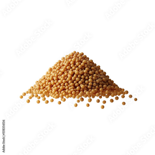 Mustard seeds pile on transparent background