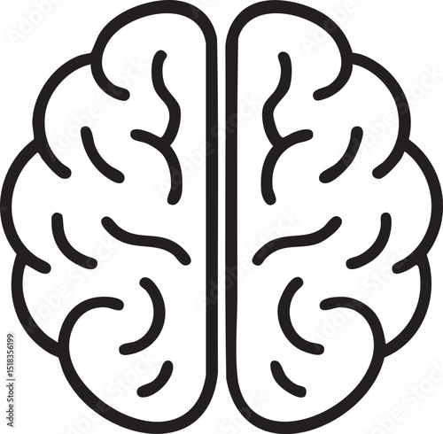 Simplified Brain Illustration A Black and White Outline of the Human Brain Anatomy minimalist