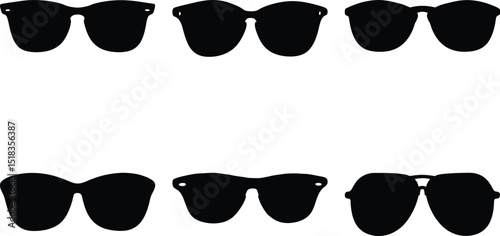 A collection of black sunglasses silhouettes arranged in a visually pleasing pattern