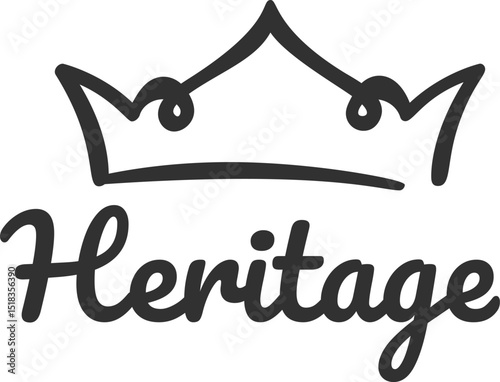 Simple yet elegant line art depicts a crown, representing heritage, legacy, and historical significance, suitable for various design applications