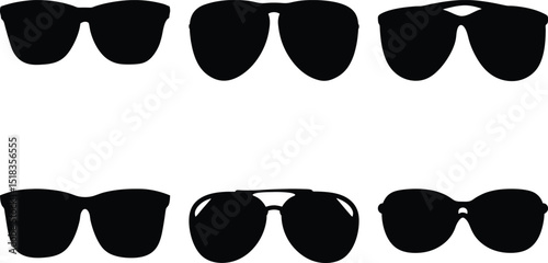 Silhouette Showcase Variety of Sunglasses Styles against a White Background Graphic