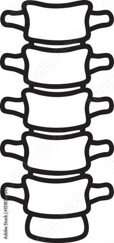 Simplified Spinal Column Illustration A Black and White Anatomical Outline for Educational Purposes simple