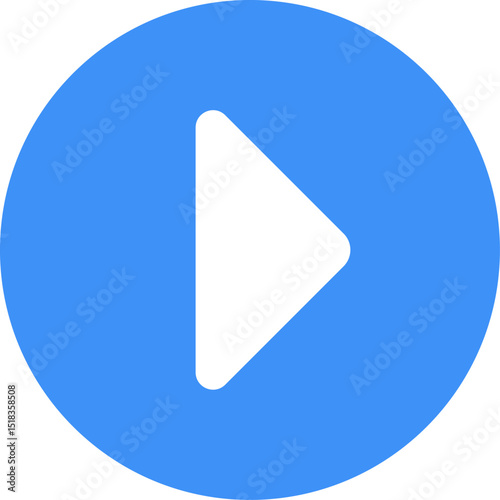 White play symbol pointing right, enclosed in a blue circle, visually representing the concepts of starting and continuing media playback for video and audio applications