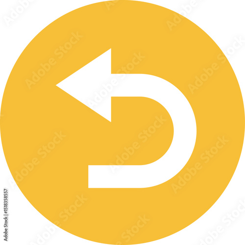 White return arrow curving left over a vibrant yellow background, representing navigation and correction in digital interfaces with simplicity and clarity