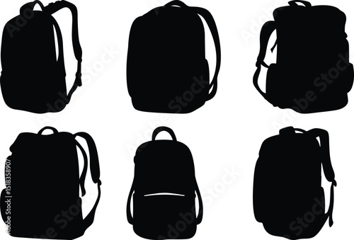 Silhouettes of diverse backpacks, symbolizing travel, education, and preparedness for any situation