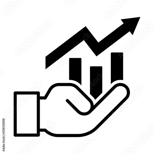 Icono de crecimiento financiero. Aumento de ingresos, mejora económica, progreso empresarial y éxito monetario sostenido. Ilustración vectorial