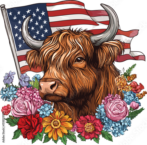 bull with flowers