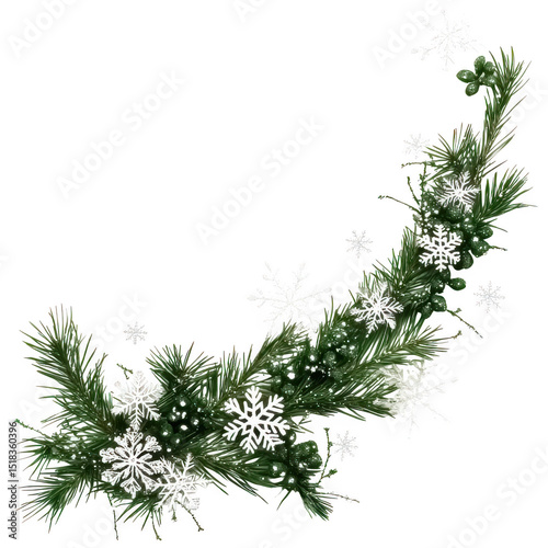 Winter garland with snowflakes isolated on transparent background