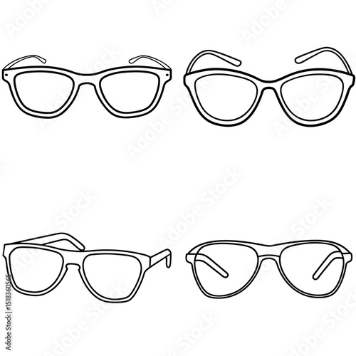Vector collection of eyeglasses in outline style for fashion and eye care branding