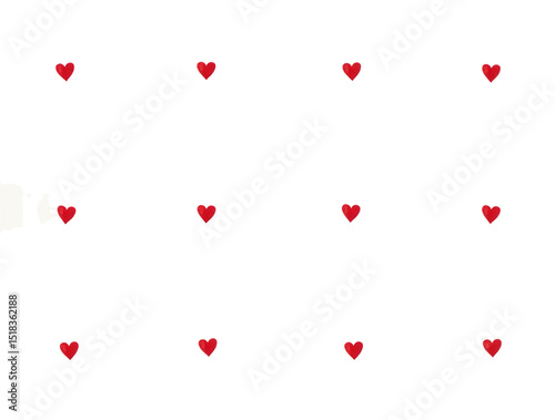 Grid of Small Red Hearts Evenly Spaced on a Plain White Background