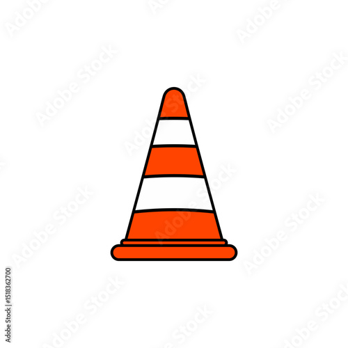 Traffic cone icon in orange and white, perfect for roadwork, caution, and construction zone visuals