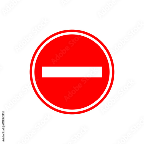 Do not enter sign icon in red, commonly used for restriction, prohibition, or road warning visuals