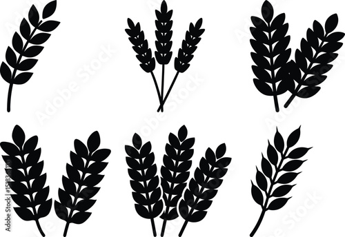 Silhouetted wheat stalks and bundles represent agriculture and harvest time