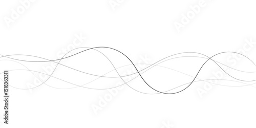 A minimalist abstract image featuring multiple, interwoven, wavy lines in varying thicknesses and dashed patterns.
