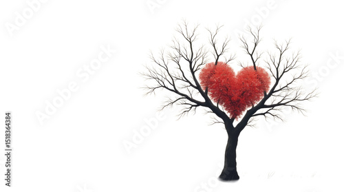A Bare Tree with a Single Red Leaf – A Bare Tree with Branches That Have a Single Heart-Shaped Red Leaf