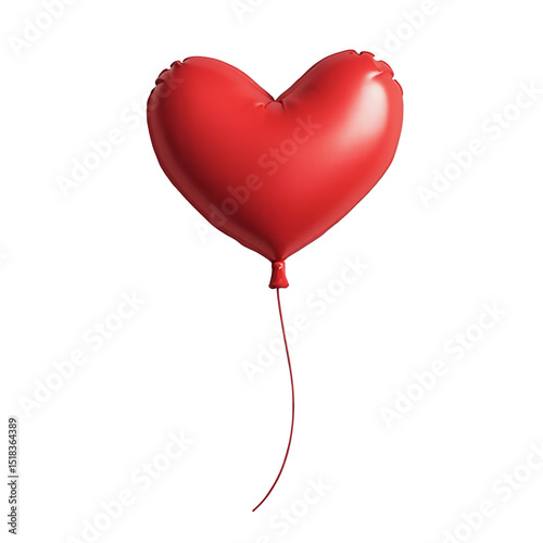 Mixed-Media Illustration of a Heart-Shaped Balloon Floating in the Air