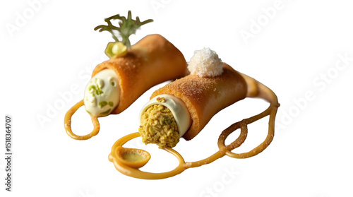 Italian Cannoli Reimagined as Pistachio Cream Tubes with Citrus Dust