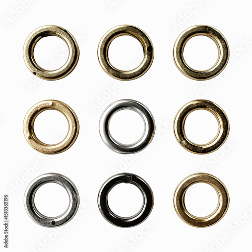 Nine Metallic Grommets in Gold and Silver A