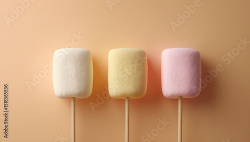Marshmallows on sticks with soft background