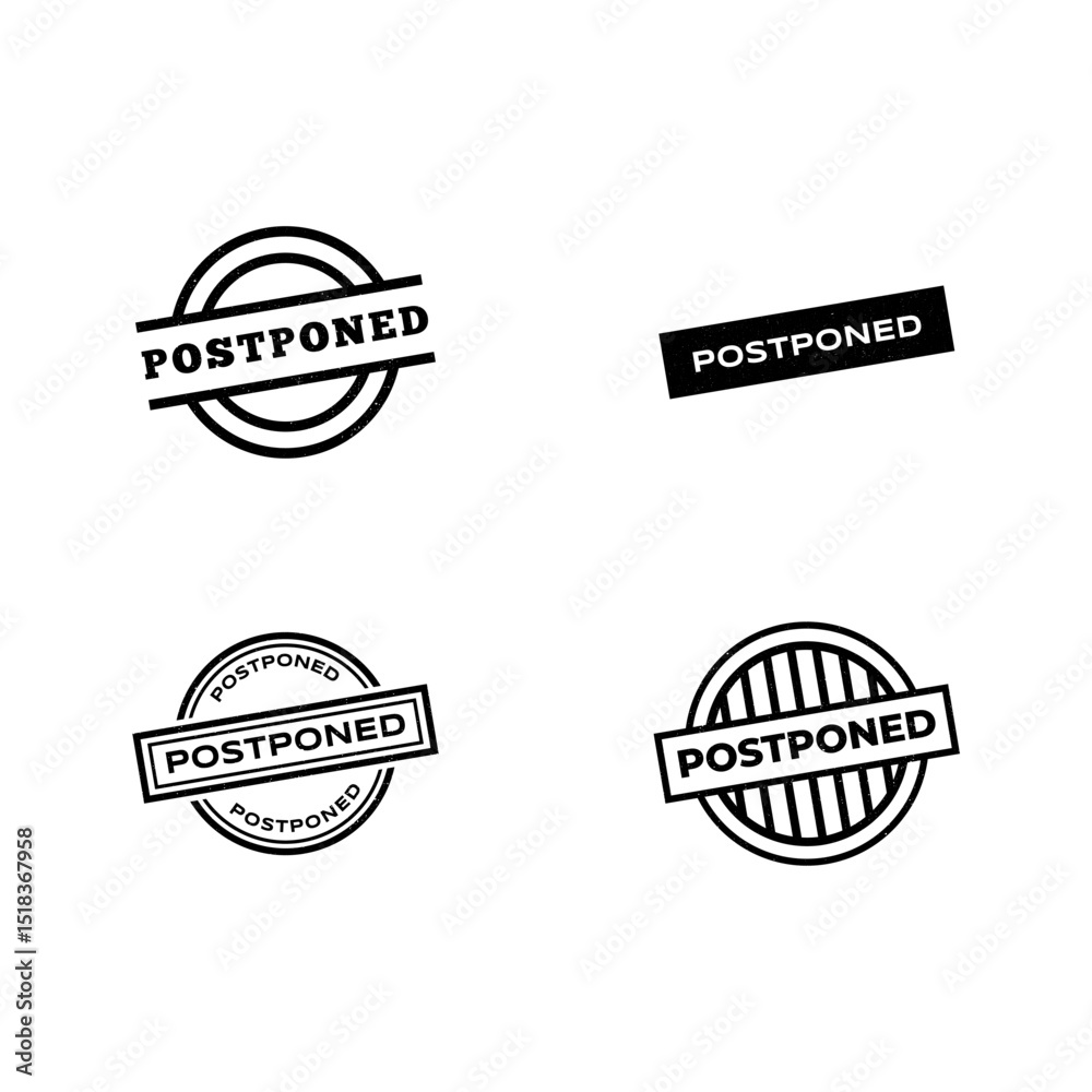 Obraz premium Set of Postponed grunge rubber stamp on white background.