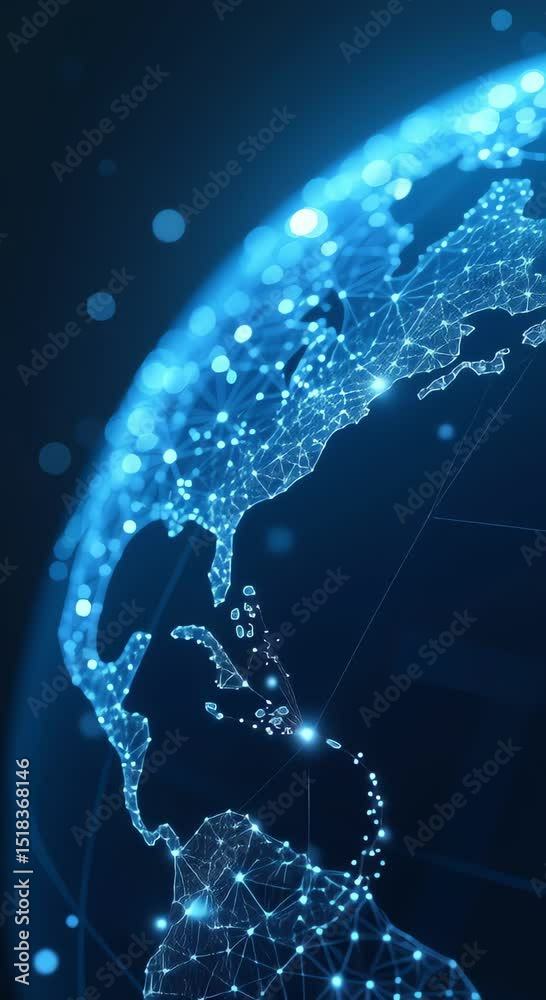 blue globe network dots lines radiating set dark blue