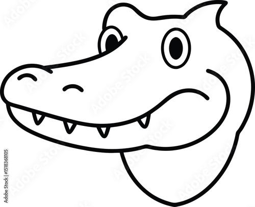 Cute Alligator Cartoon Head Illustration Fun, Friendly Reptile Drawing