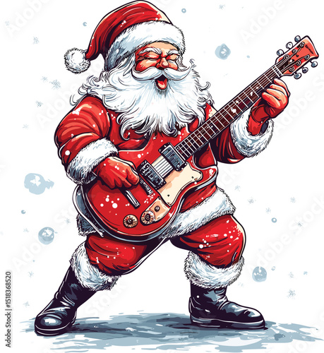 santa claus with guitar