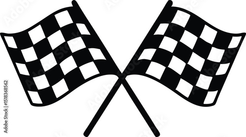  two crossed checkered flag NASCAR racing flag silhouette