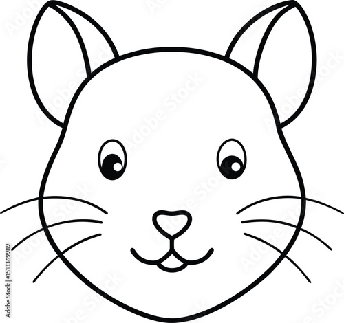 Adorable Cat Face Outline Simple Line Drawing for Coloring Pages and Design Projects
