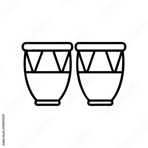 Bongo drums in minimalist line art style representing music concept  
