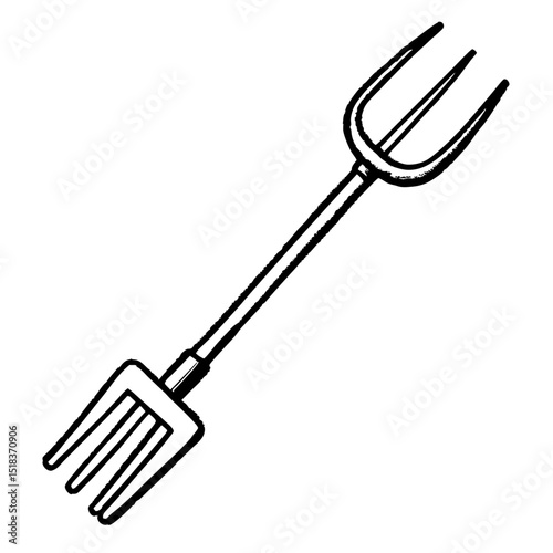 Grunge Engraved Gardening Fork – Vector on White