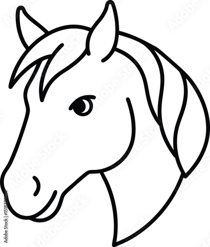 Elegant Line Art Horse Head Drawing Simple Horse Illustration
