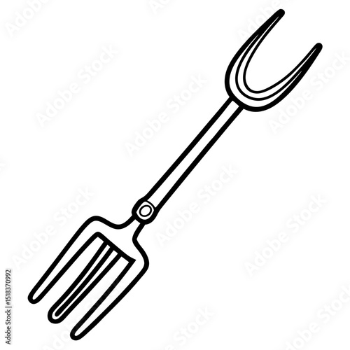 Grunge Engraved Gardening Fork – Vector on White