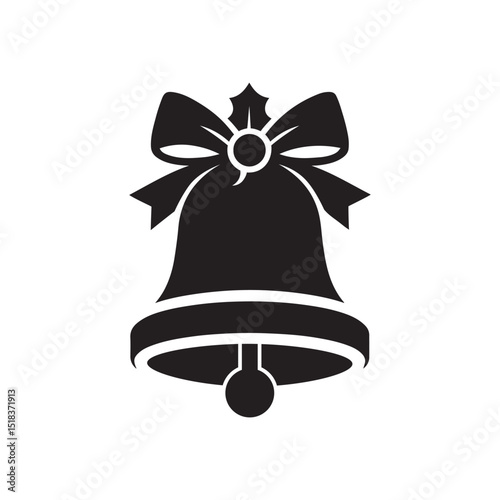  a vector illustration of a Christmas bell on white background.