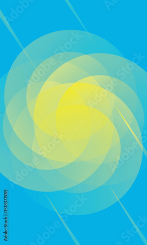 Blue gradient abstract background. Yellow circle radial shapes composition Space. suitable for background, landing page, wallpaper, home screen, theme. vector eps 10