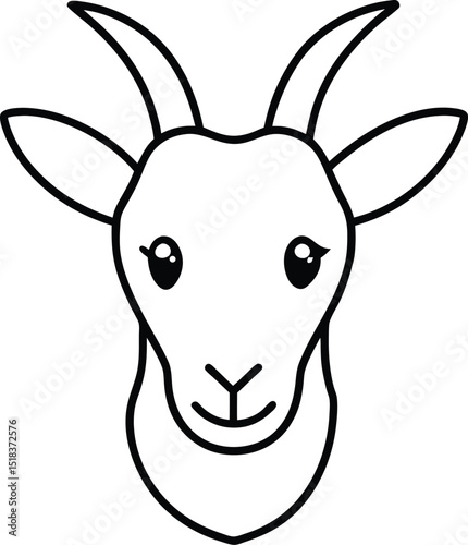 Adorable Goat Illustration Line Art Design of a Friendly Goat