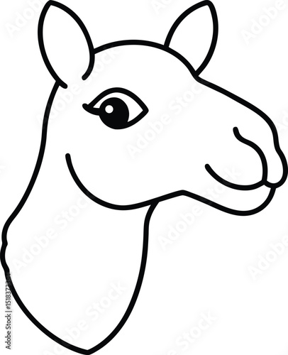 Adorable Llama Line Art Simple, Cute Illustration of a Llama's Head