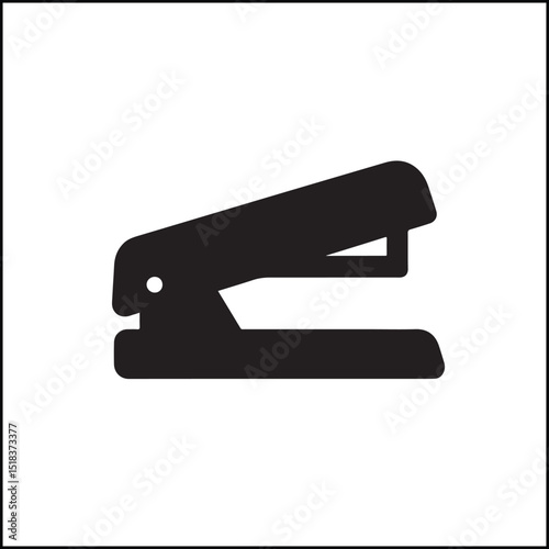Stapler Monochrome Flat Black Vector