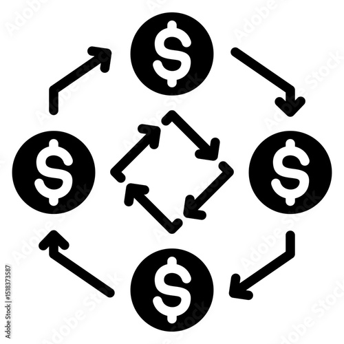Cash flow icon with glyph style