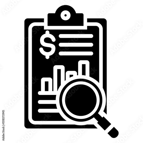 Financial analysis icon with glyph style