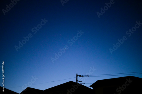市街地から見える一番星　風景素材　心象風景