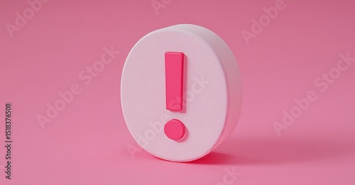 A pink warning sign or white exclamation mark symbolizes medical caution for women, representing risk and alertness in a flat design isolated on a 3D web background with an important female issue