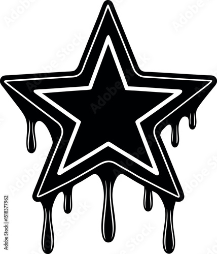 melting star icon in pink chrome Shallotte on white background