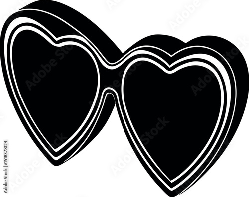 3d heart sunglasses in y2k chrome Shallotte on white background