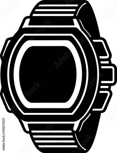 blue digital watch in glossy vector Shallotte on white background