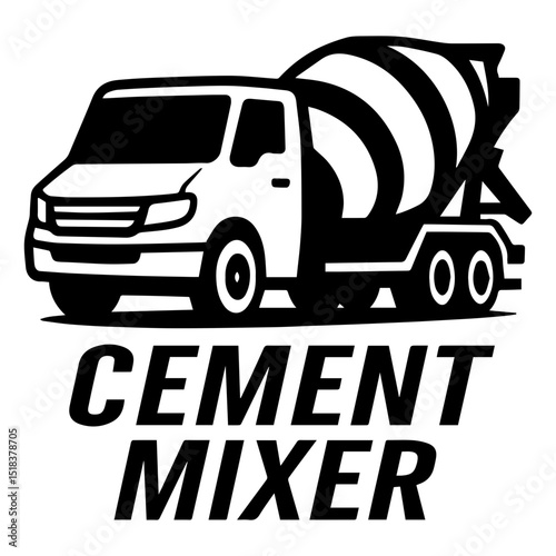 Cement mixer icon with transparent background concrete mixing truck construction vehicle heavy duty equipment symbol
