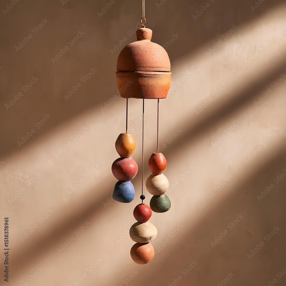 Obraz premium Handcrafted terracotta chime hanging in light high resolution picture