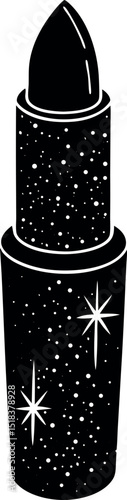funky lipstick with glitter cap Shallotte on white background