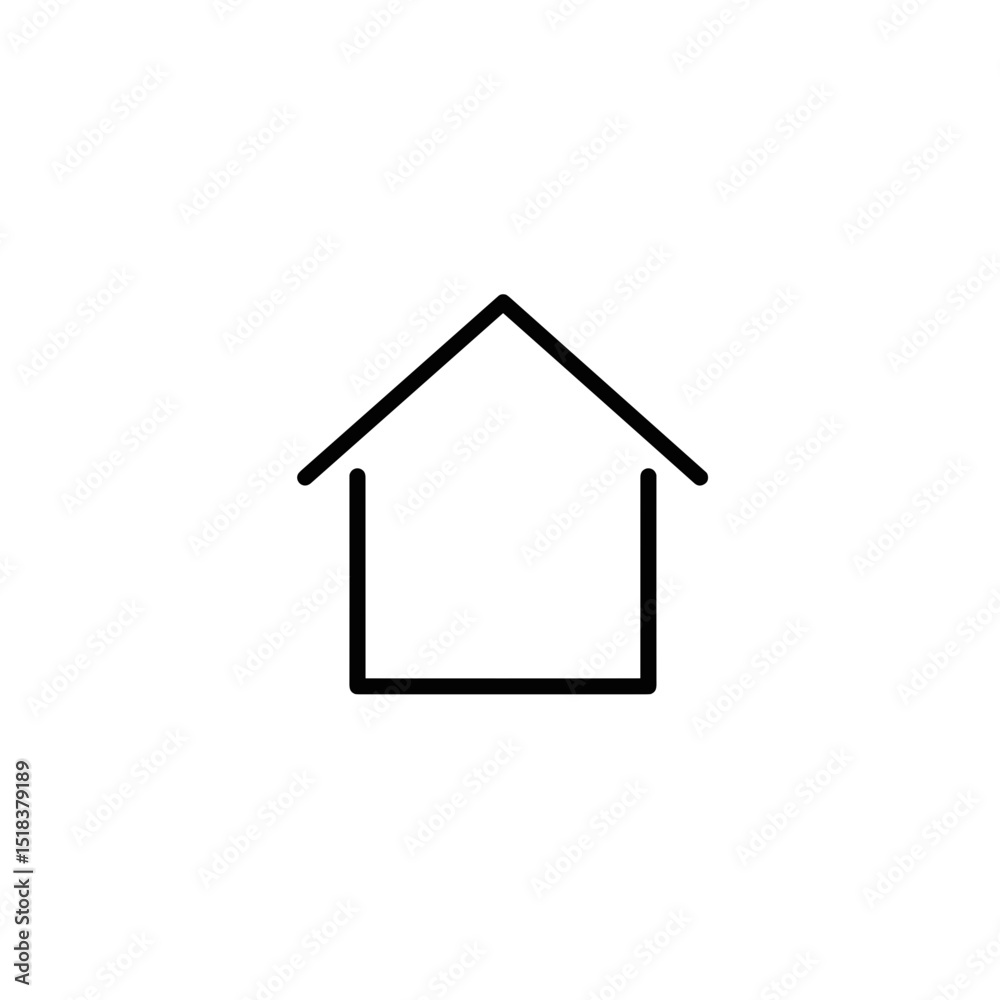 Home icon in black outline on transparent background Home icon in black outline on transparent background